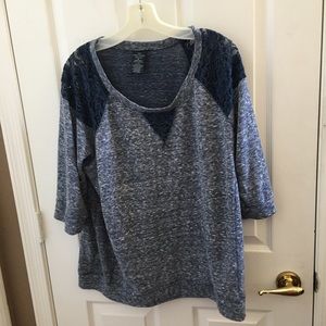 Faded Glory 3X gray and navy lightweight sweatshirt